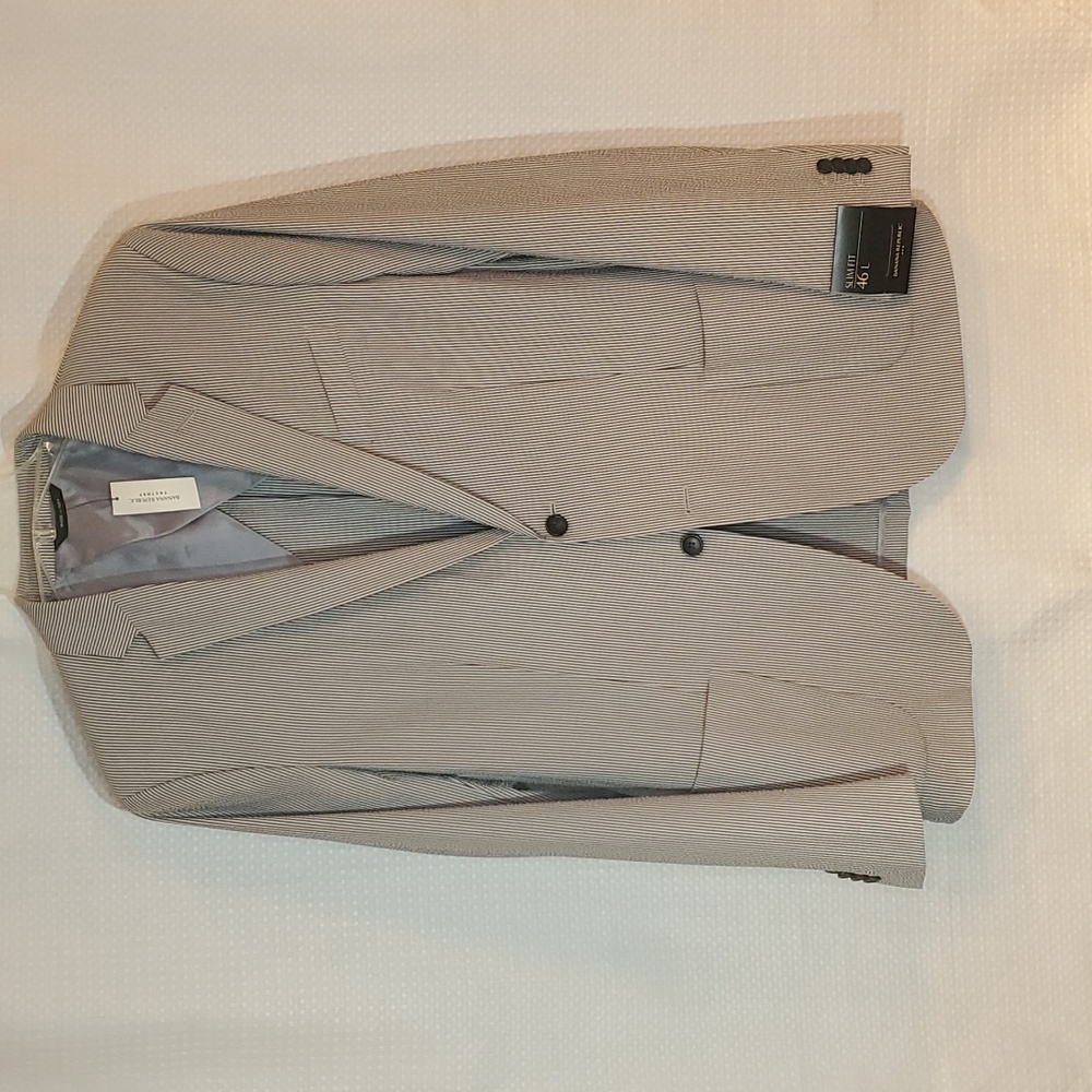 Banana Republic Tailored Slim Fit 46L Gray Pinstripe Blazer